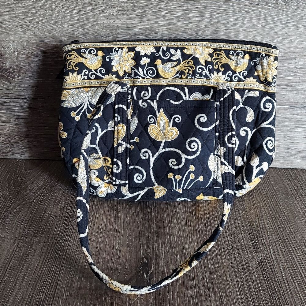 Vera Bradley Retired Yellow Bird Small Tote Shoulder Bag Purse Zip Closure